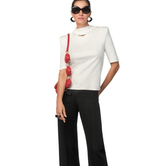 Zara Tops - Zara NWT Stefano Pilati Shoulder Pad T-Shirt X  White Size Medium